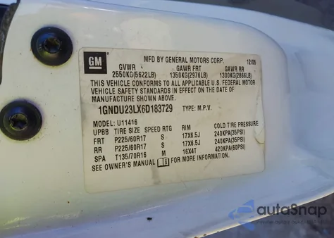 2006 Chevrolet Uplander Ls из США, поврежденный, VIN 1GNDU23LX6D183729